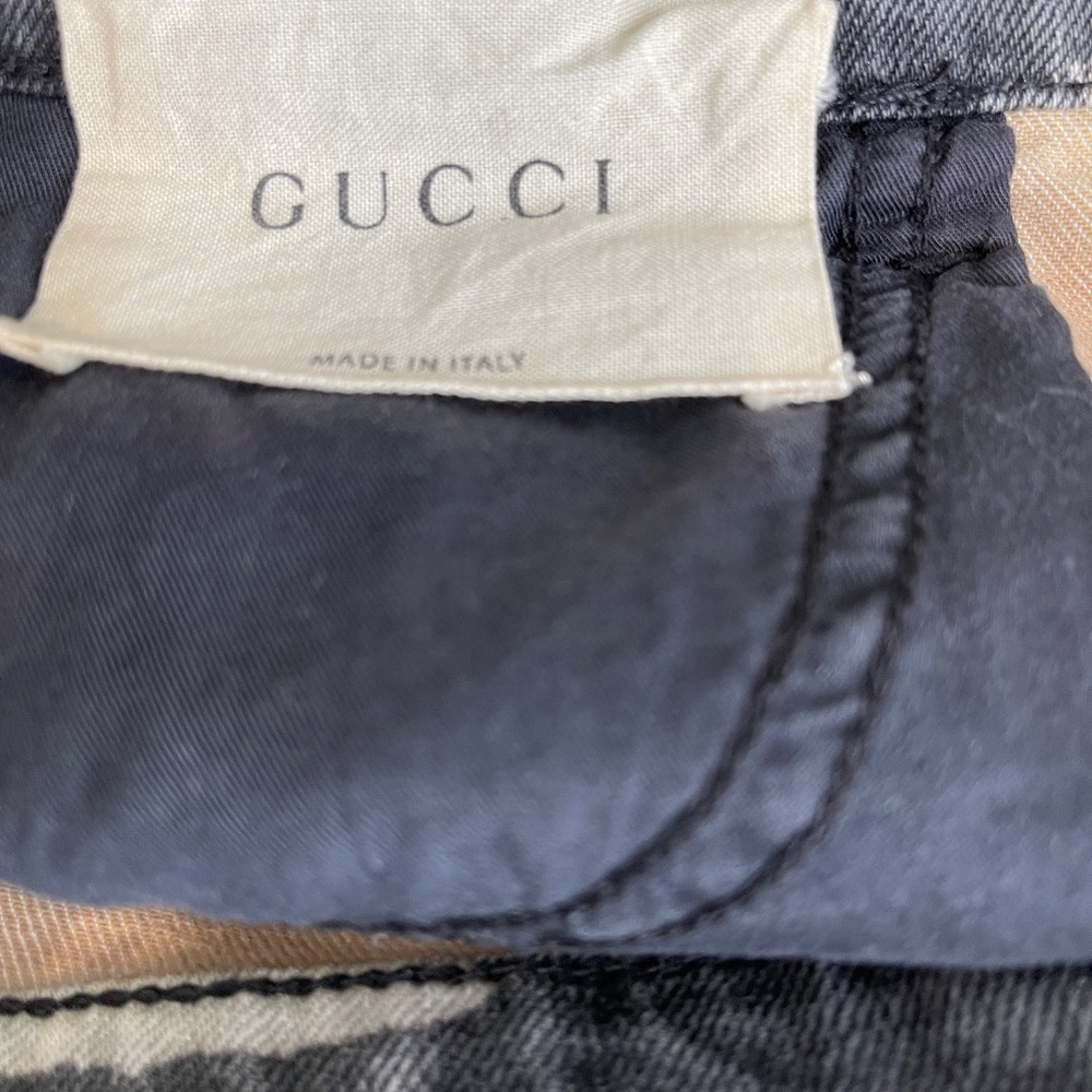 GUCCI WOMAN TIE DYE EMBROIDERED TIGER SKINNY JEANS - Picture 9 of 13